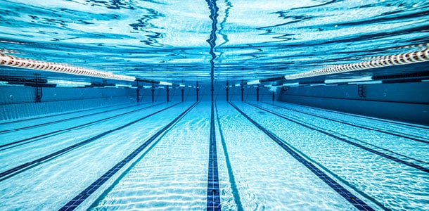 Underwater view of a lap pool