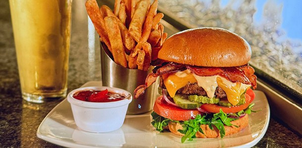 A delicious and juice ClubSport Burger at Citrus Fresh Grill