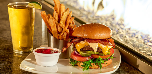 A delicious and juice ClubSport Burger at Citrus Fresh Grill